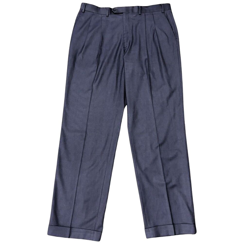 Lauren Ralph Lauren Mens Dress Pants 38x32 Blue Steel Pleated Stretch Trousers